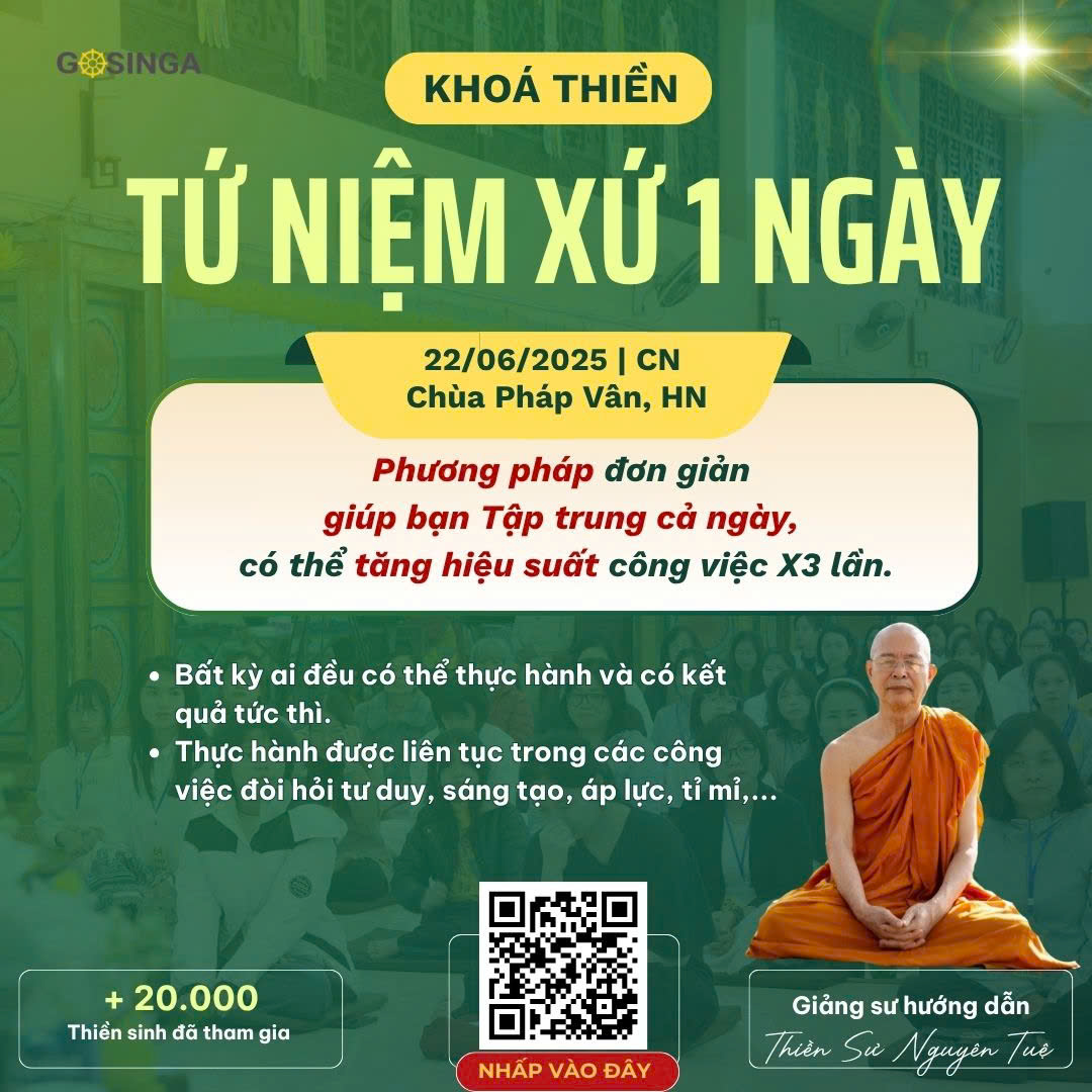 Khóa thiền tứ niệm xứ 1 ngày